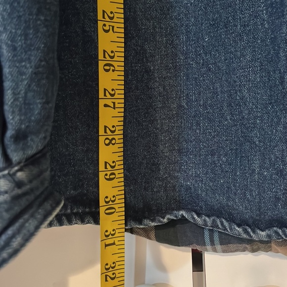 Cabela's Blue Jean Flannel Green Plaid Lined Cotton Denim Jean Jacket Men's Size - Picture 6 of 6